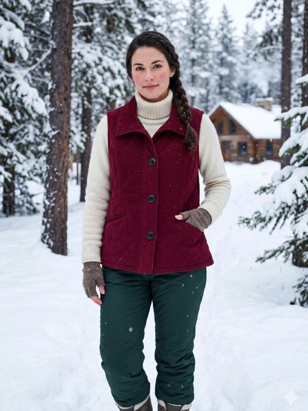 Habitat Corduroy Quilted Vest Size M Burgundy Cabincore Granolachick Gorpcore